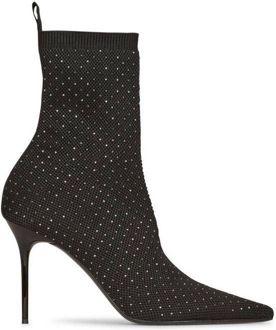 Balmain Skye stretch-knit ankle boots Black