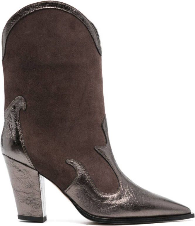 BETTINA VERMILLON Billie 90mm pointed-toe boots Brown