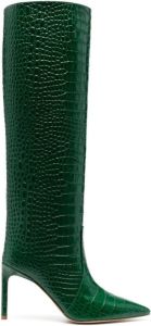 BETTINA VERMILLON Josephine crocodile-embossed knee boots Green
