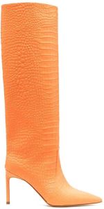 BETTINA VERMILLON Josephine crocodile-embossed knee boots Orange