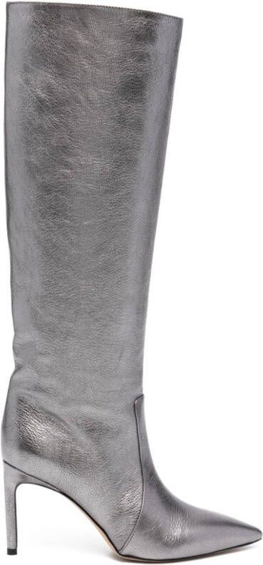 BETTINA VERMILLON Metallic knee-high boots Silver