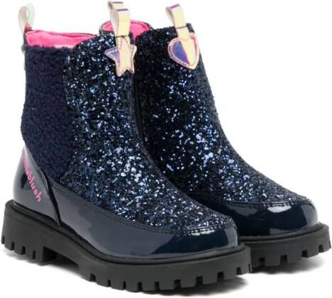 Billieblush glitter panelled ankle boots Blue