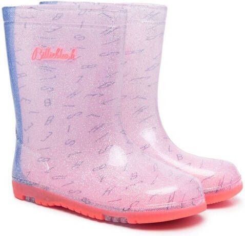 Billieblush graphic-print glittered wellies Pink