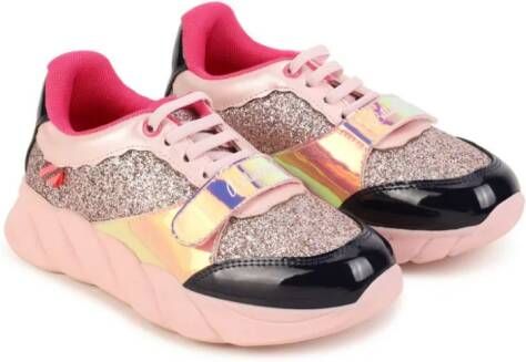 Billieblush panelled lace-up sneakers Pink