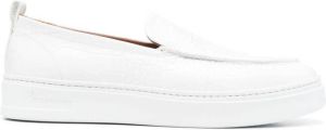 Billionaire crocodile-effect leather loafers White