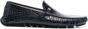 Billionaire crocodile-effect leather moccasin Blue