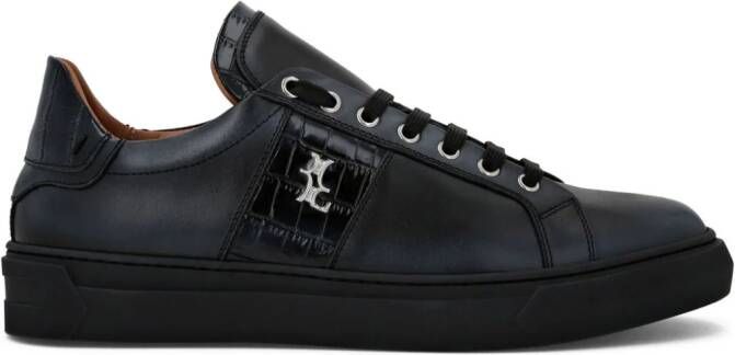 Billionaire crocodile-embossed leather sneakers Black