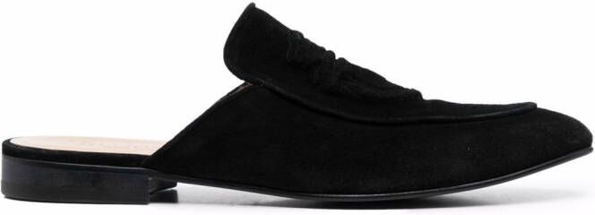 Billionaire logo embossed suede mules Black