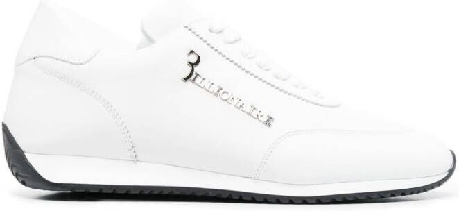 Billionaire logo-plaque leather sneakers White
