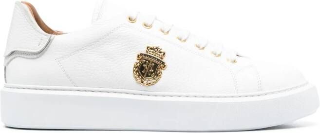 Billionaire logo-plaque low-top leather sneakers White