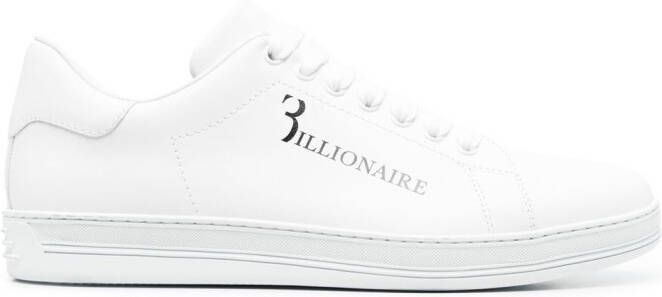 Billionaire logo-print leather sneakers White