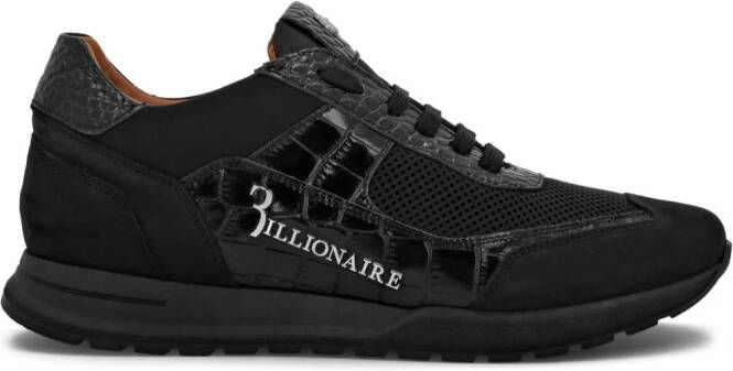 Billionaire logo-print panelled leather sneakers Black