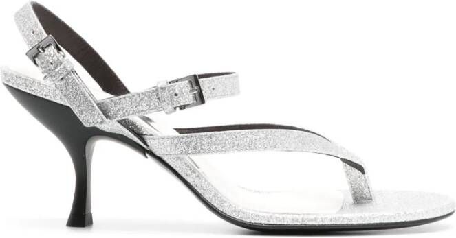 Bimba y Lola 75mm glittered sandals Silver