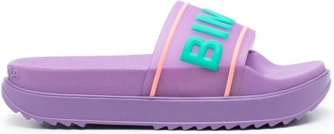 Bimba y Lola logo-embossed platform slides Purple