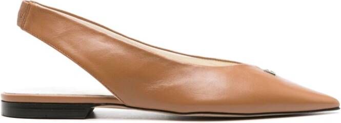 Bimba y Lola logo-plaque leather ballerina shoes Brown
