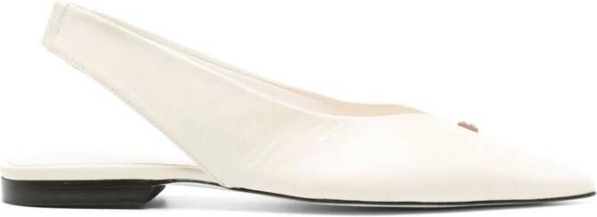 Bimba y Lola logo-plaque leather ballerina shoes White
