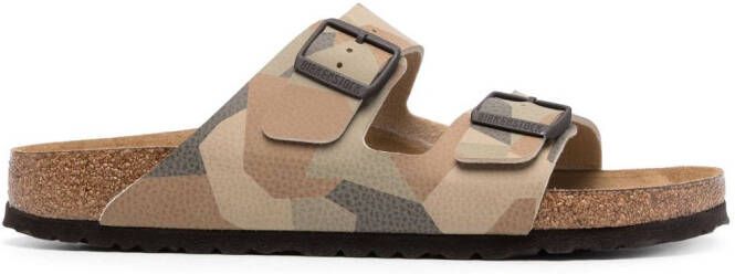 Birkenstock abstract-print slip-on sandals Brown