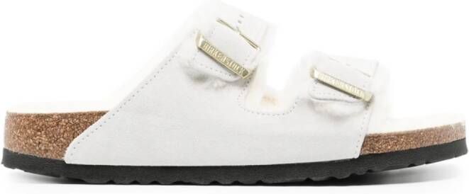 Birkenstock Arizona shearling-lined leather sandals White