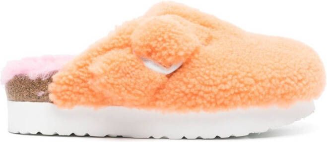Birkenstock Boston Big Buckle shearling slippers Orange