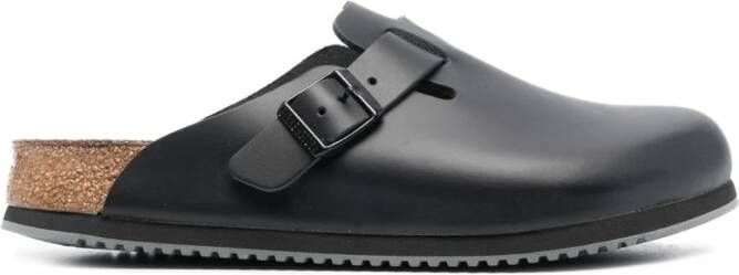 Birkenstock Boston buckle-embellished slippers Black