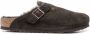 Birkenstock Boston shearling-trimmed suede slippers Brown - Thumbnail 1