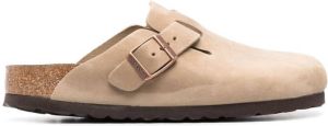 Birkenstock buckle-detail leather slippers Brown