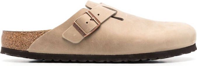 Birkenstock buckle-detail round-toe slippers Neutrals