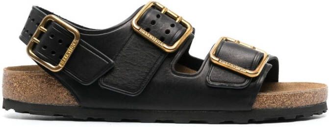 Birkenstock buckled leather sandals Black