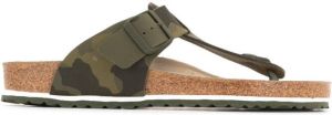 Birkenstock camouflage print flip flops Green