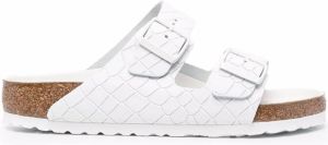 Birkenstock crocodile-effect double-strap leather sandals White