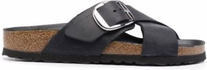 Birkenstock cross-strap leather sandals Black