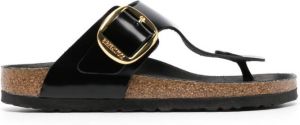 Birkenstock Gizeh logo-engraved leather sandals Black
