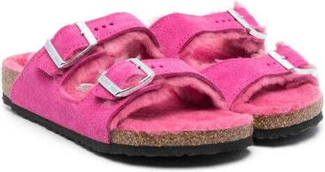 Birkenstock Kids Arizona buckle-fastening brushed sandals Pink