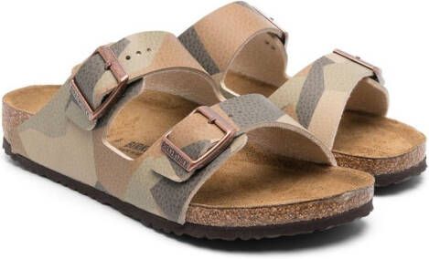 Birkenstock Kids Arizona camouflage-print sandals Brown