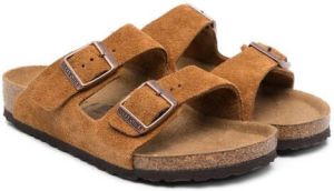 Birkenstock Kids Arizona suede sandals Brown