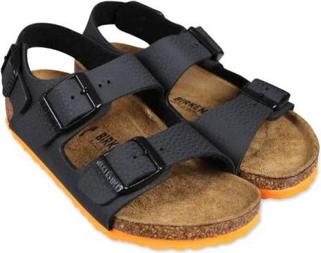 Birkenstock Kids double-buckle leather sandals Black
