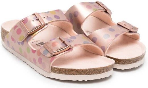 Birkenstock Kids double-strap leather sandals Pink