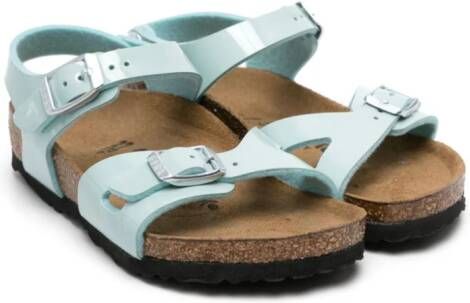 Birkenstock Kids Kumba patent-finish sandals Green