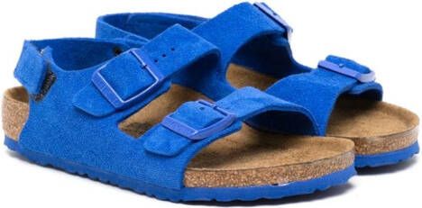 Birkenstock Kids Milano slingback suede sandals Blue