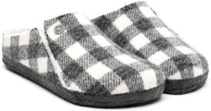 Birkenstock Kids plaid-check wool slippers White