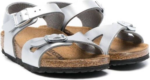 Birkenstock Kids Rio metallic-effect sandals Silver