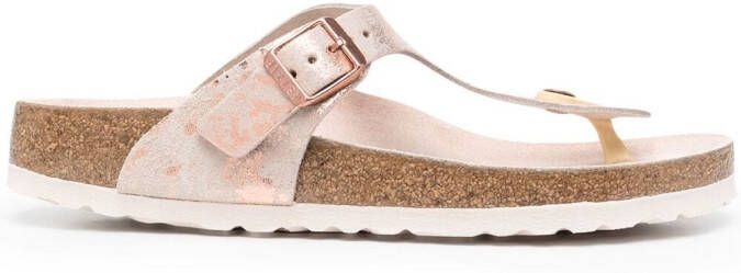 Birkenstock marble-print flip flops Pink