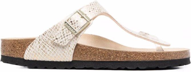 Birkenstock python-effect Gizeh T-bar sandals Gold
