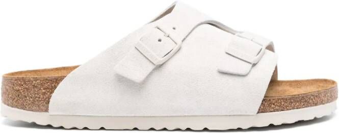 Birkenstock Zürich suede buckled sandals White