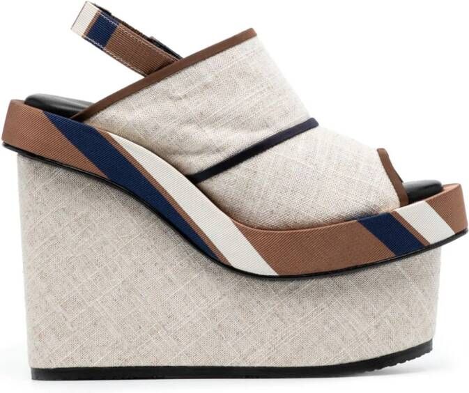 Biyan wedge linen sandals Brown
