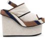 Biyan wedge linen sandals Brown - Thumbnail 1