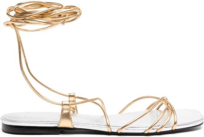 BLACK SUEDE STUDIO Faye metallic leather sandals Gold