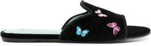 Blue Bird Shoes butterfly-detail slides Black