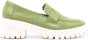 Blue Bird Shoes chunky leather loafers Green