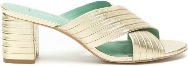 Blue Bird Shoes Gold leather crossover mules
